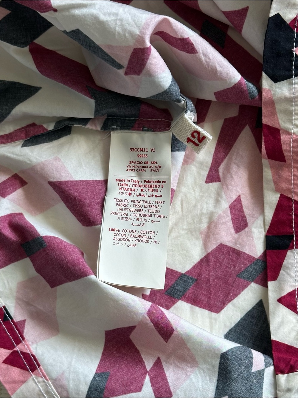 Marni Pink and Burgundy Geometric Diamond Zip-Back Blouse - Picture 6 of 8
